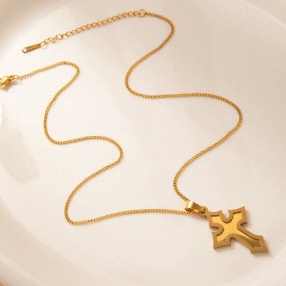 【Cross】Golden Cross Necklace - Picture 1 of 1